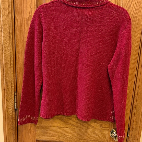 Vintage J. Marco Galleries Red/Rust Cowl Neck Sweater with Floral Design - Picture 8 of 8